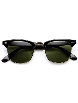 zeroUV - Half Frame Semi-Rimless Horn Rimmed Sunglasses