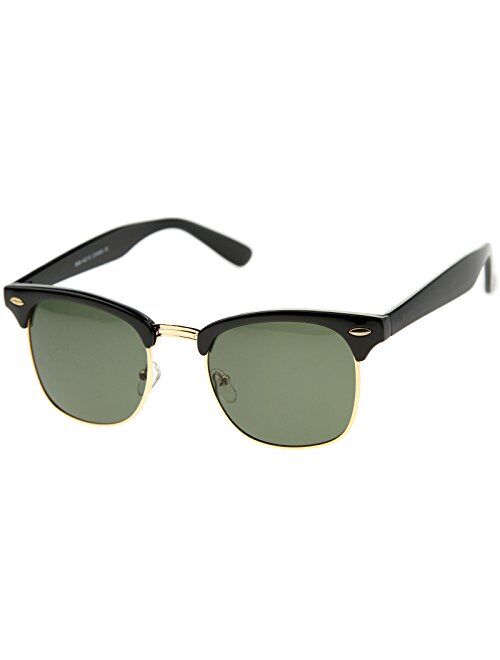 zeroUV - Half Frame Semi-Rimless Horn Rimmed Sunglasses