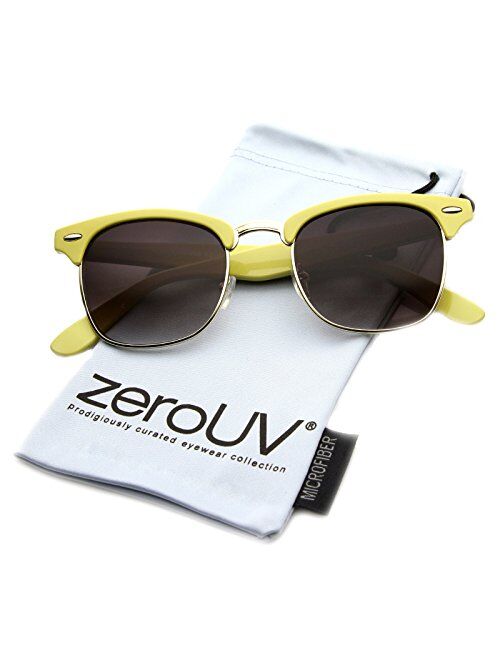 zeroUV - Half Frame Semi-Rimless Horn Rimmed Sunglasses