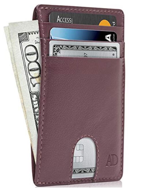 Slim Minimalist Wallets For Men & Women - Leather Card Case Front Pocket Thin Mens Wallet RFID Credit Card Holder Holiday Gifts For Men