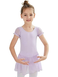 MdnMd Girls' Flutter Sleeve Skirted Leotard