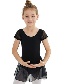 MdnMd Girls' Flutter Sleeve Skirted Leotard