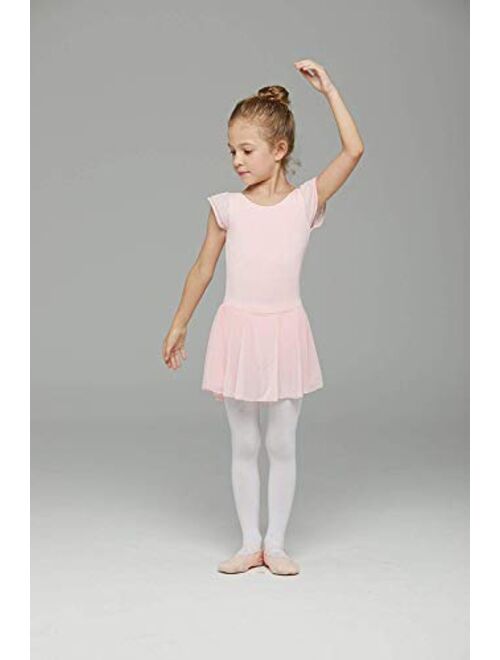 MdnMd Girls' Flutter Sleeve Skirted Leotard