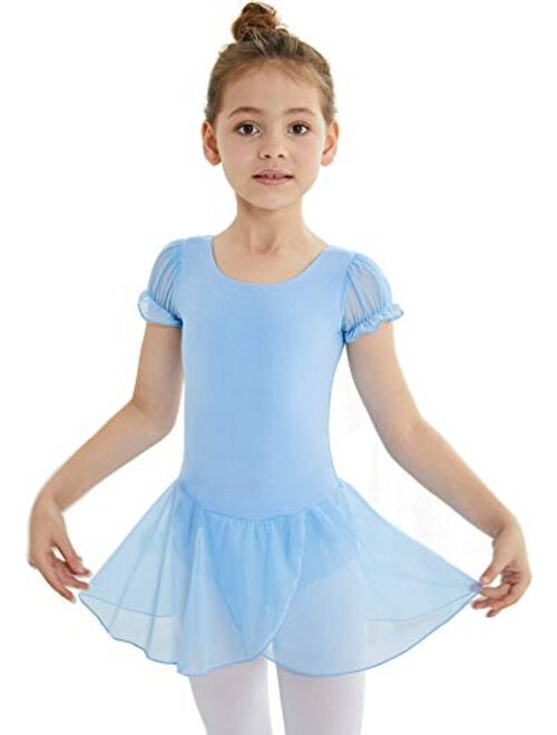 MdnMd Girls' Flutter Sleeve Skirted Leotard