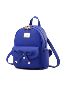 Girls Leather Mini Backpack Purse Cute Bowknot Fashion Small Backpacks Purses for Teen Women