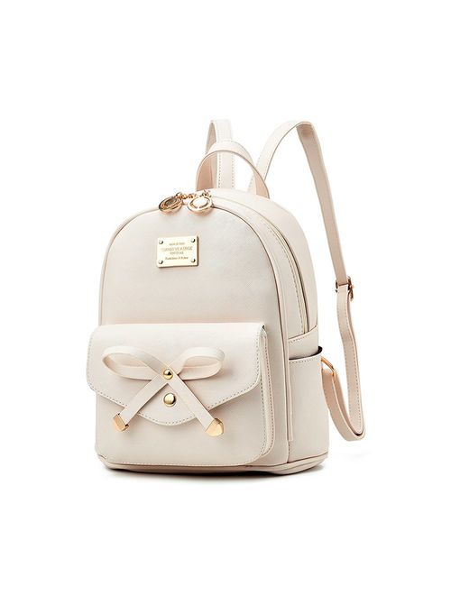 Girls Leather Mini Backpack Purse Cute Bowknot Fashion Small Backpacks Purses for Teen Women