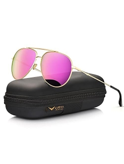 Aviator Sunglasses for Women Polarized Mirror with Case - UV 400 Protection 60MM