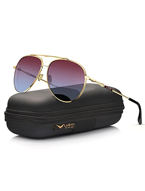 LUENX Aviator Sunglasses for Women Polarized Mirror with Case - UV 400 Protection 60MM