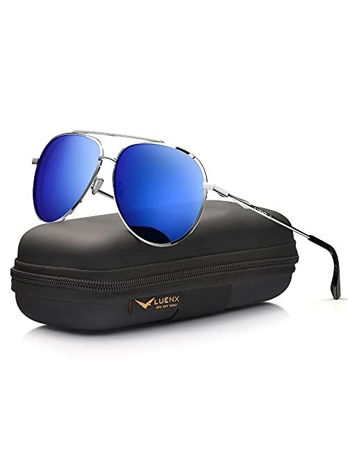 LUENX Aviator Sunglasses for Women Polarized Mirror with Case - UV 400 Protection 60MM