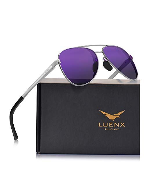 LUENX Aviator Sunglasses for Women Polarized Mirror with Case - UV 400 Protection 60MM