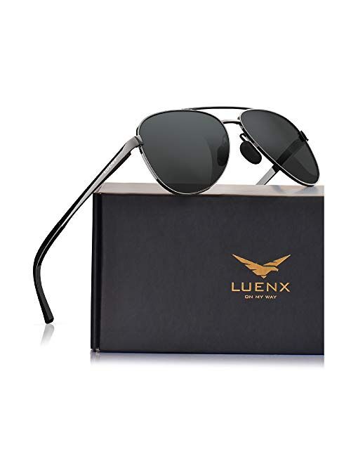 LUENX Aviator Sunglasses for Women Polarized Mirror with Case - UV 400 Protection 60MM