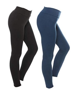 QYQ High Waist Tummy Control Leggings -10+Colors -Soft Slim Pants for Women w Hidden Inner Pocket, Reg&Plus Size