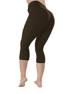 QYQ High Waist Tummy Control Leggings -10+Colors -Soft Slim Pants for Women w Hidden Inner Pocket, Reg&Plus Size