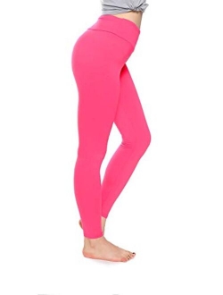 QYQ High Waist Tummy Control Leggings -10+Colors -Soft Slim Pants for Women w Hidden Inner Pocket, Reg&Plus Size