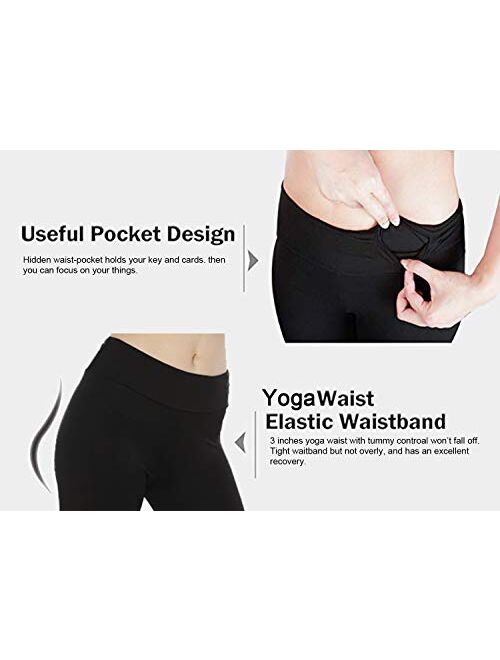 QYQ High Waist Tummy Control Leggings -10+Colors -Soft Slim Pants for Women w Hidden Inner Pocket, Reg&Plus Size