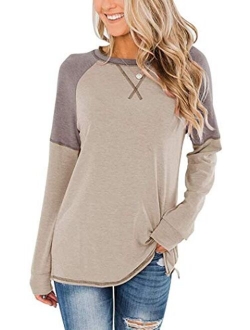 HARHAY Women's Long Sleeve Faux Suede Casual Blouse Tunic Shirt Tops