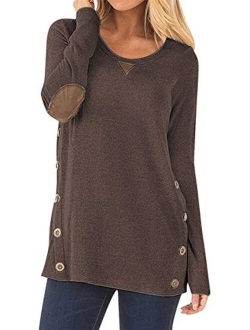 HARHAY Women's Long Sleeve Faux Suede Casual Blouse Tunic Shirt Tops