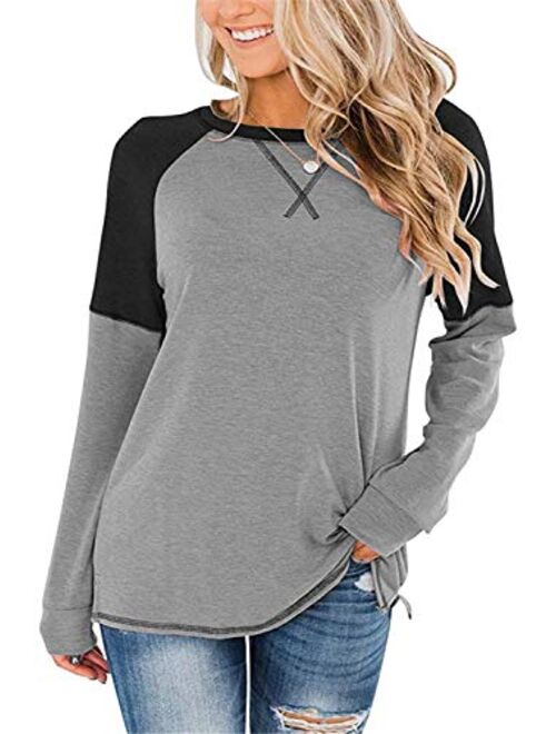 HARHAY Women's Long Sleeve Faux Suede Casual Blouse Tunic Shirt Tops