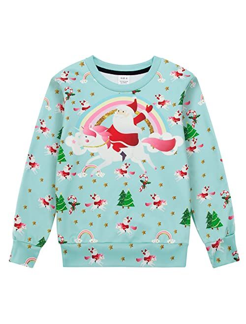 Funnycokid Kids Ugly Christmas Fleece Sweatshirt Boys Girls 3D Print Xmas Pullover Jumper 4-16Y