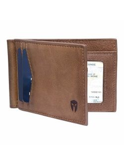 RFID Blocking Slim Minimalist Front Pocket Wallet, Money Clip, 9 Slots, Leather