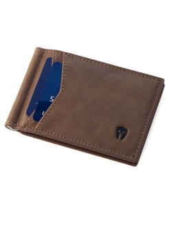 RFID Blocking Slim Minimalist Front Pocket Wallet, Money Clip, 9 Slots, Leather