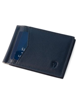 RFID Blocking Slim Minimalist Front Pocket Wallet, Money Clip, 9 Slots, Leather