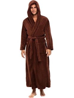 Men's Plush Fleece Robe with Hood, Warm Big and Tall Bathrobe