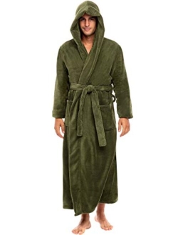 Men's Plush Fleece Robe with Hood, Warm Big and Tall Bathrobe