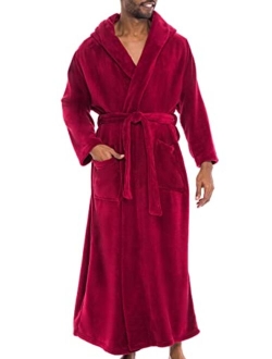 Men's Plush Fleece Robe with Hood, Warm Big and Tall Bathrobe