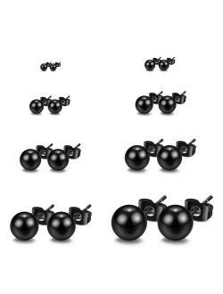 JewelrieShop Ball Earrings 316L Surgical Steel Earrings Round Ball Stud Earrings Set for Women Girls