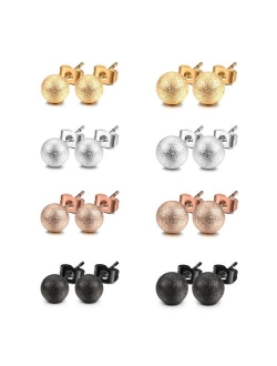 JewelrieShop Ball Earrings 316L Surgical Steel Earrings Round Ball Stud Earrings Set for Women Girls