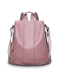 S-ZONE Women Soft Leather Backpack Antitheft Rucksack Ladies Shoulder Bag Medium