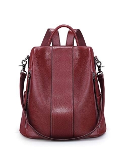 S-ZONE Women Soft Leather Backpack Antitheft Rucksack Ladies Shoulder Bag Medium