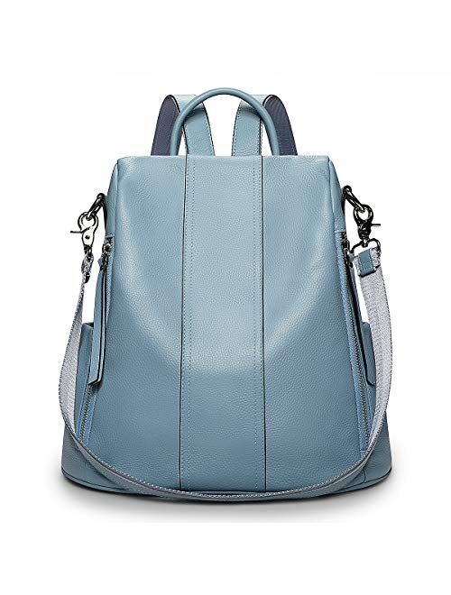 S-ZONE Women Soft Leather Backpack Antitheft Rucksack Ladies Shoulder Bag Medium