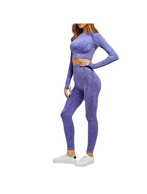 Hotexy Women's Workout Sets 2 Pieces Suits High Waisted Yoga Leggings with Stretch Sports Bra Gym Clothes