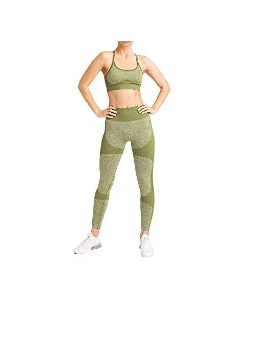 Hotexy Women's Workout Sets 2 Pieces Suits High Waisted Yoga Leggings with Stretch Sports Bra Gym Clothes