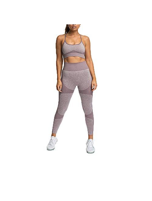 Hotexy Women's Workout Sets 2 Pieces Suits High Waisted Yoga Leggings with Stretch Sports Bra Gym Clothes