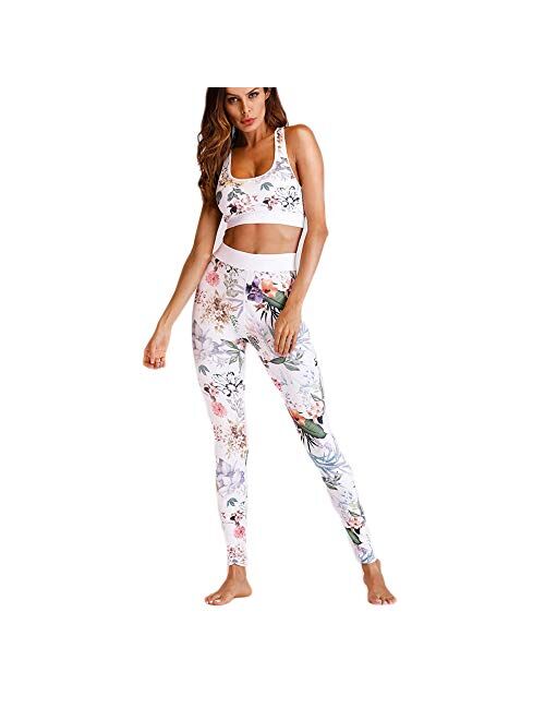 Hotexy Women's Workout Sets 2 Pieces Suits High Waisted Yoga Leggings with Stretch Sports Bra Gym Clothes