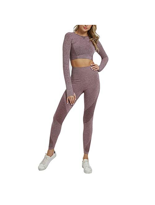 Hotexy Women's Workout Sets 2 Pieces Suits High Waisted Yoga Leggings with Stretch Sports Bra Gym Clothes