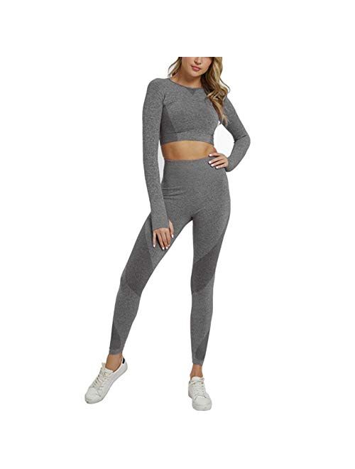 Hotexy Women's Workout Sets 2 Pieces Suits High Waisted Yoga Leggings with Stretch Sports Bra Gym Clothes