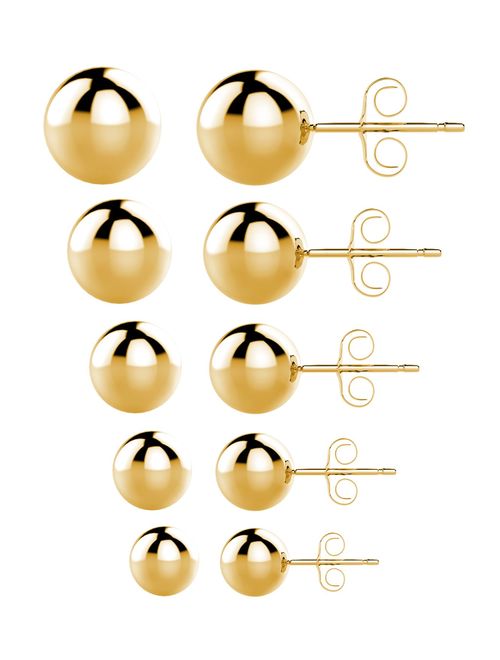 UHIBROS 316L Surgical Stainless Steel Round Ball Studs Earrings 