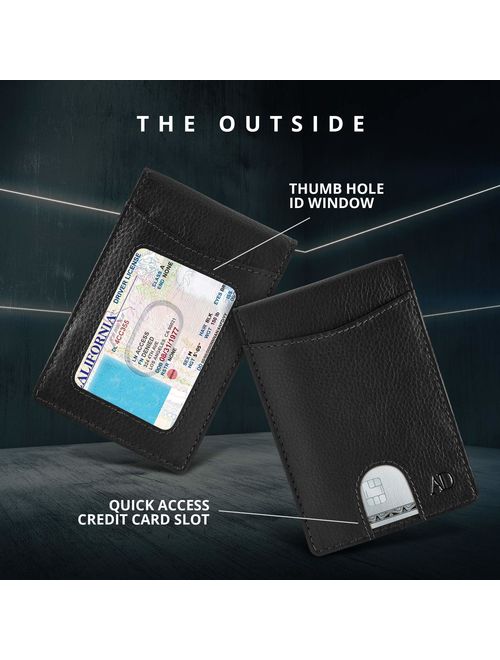 Slim Bifold Wallets For Men - Money Clip Wallet RFID Front Pocket Leather Thin Minimalist Mens Wallet Credit Card Holder