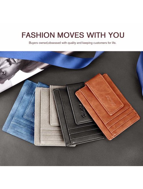 Slim & Minimalist Bifold Front Pocket Wallet with Strong Magnet Money Clip for men,Effective RFID Blocking & Anti-magnetic