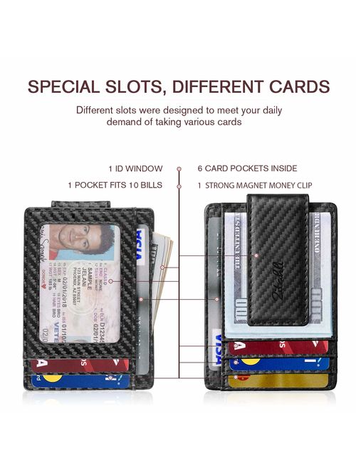 Slim & Minimalist Bifold Front Pocket Wallet with Strong Magnet Money Clip for men,Effective RFID Blocking & Anti-magnetic