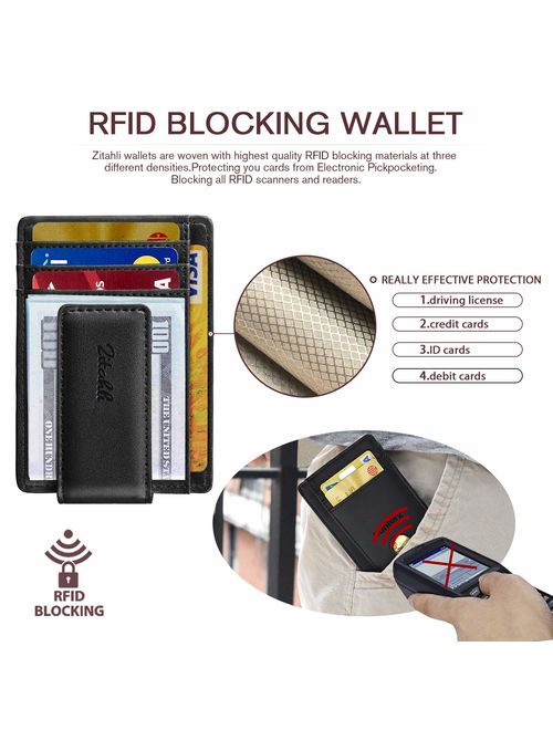 Slim & Minimalist Bifold Front Pocket Wallet with Strong Magnet Money Clip for men,Effective RFID Blocking & Anti-magnetic