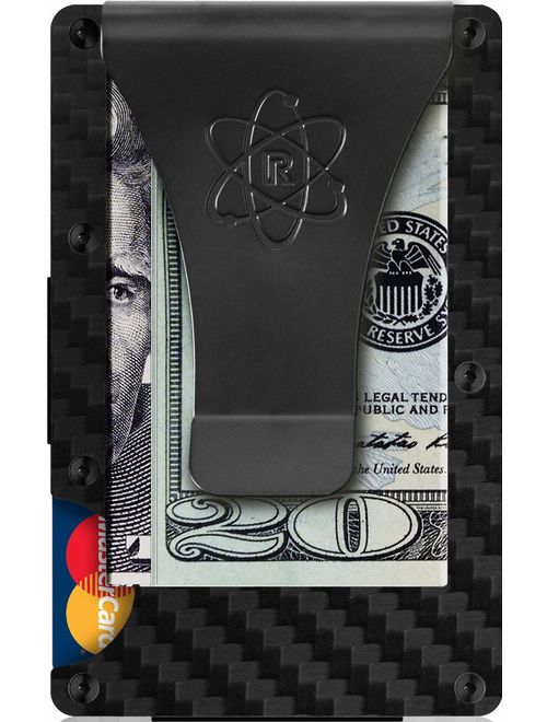 Carbon Fiber Money Clip Wallet for Men - RFID Blocking Minimalist Credit Card Holder - Cash Strap Slim Rigid Front Pocket