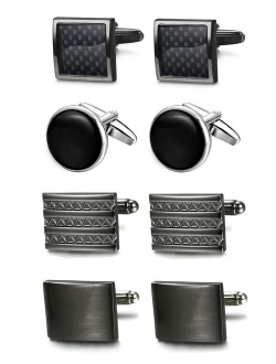 FIBO STEEL 4-6 Pairs Wedding Business Classic Cufflinks for Men Unique Cufflink Set Mens