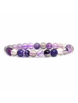 Justinstones Gem Semi Precious Gemstone 8mm Round Beads Stretch Bracelet 7 Inch Unisex