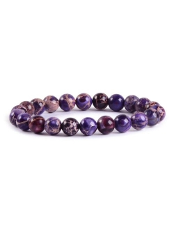 Justinstones Gem Semi Precious Gemstone 8mm Round Beads Stretch Bracelet 7 Inch Unisex