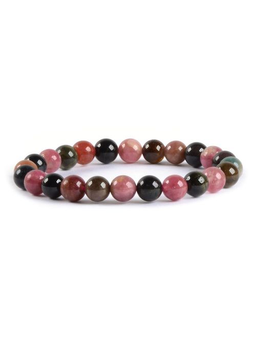 Justinstones Gem Semi Precious Gemstone 8mm Round Beads Stretch Bracelet 7 Inch Unisex